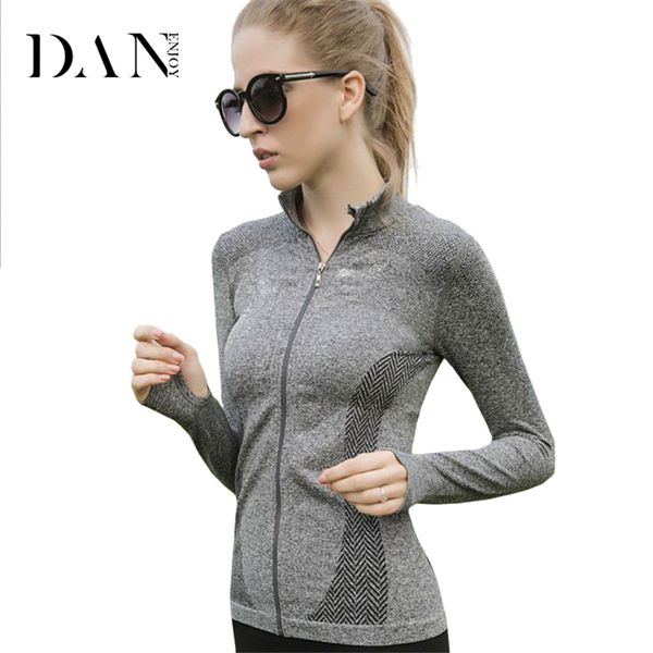 

danenjoy sports jackets women long sleeve fitness running zipper coats gym sportswear quick dry yoga shirts workout clothing top, White;red