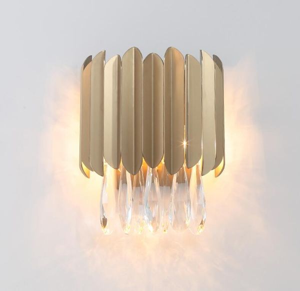 

Modern crystal wall lamp TV background wall decoration lamp light luxury bedroom corridor aisle golden wall lamp