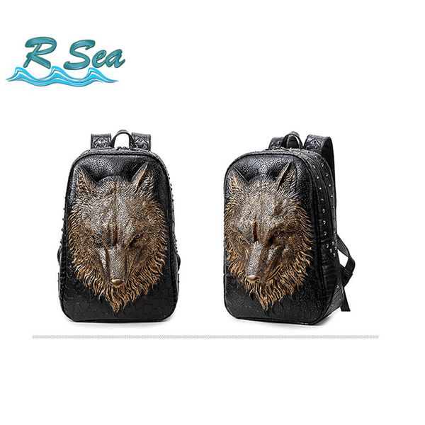 

backpack bag fame style men and women casual large capacity wolf head travel computer bag tide book sale