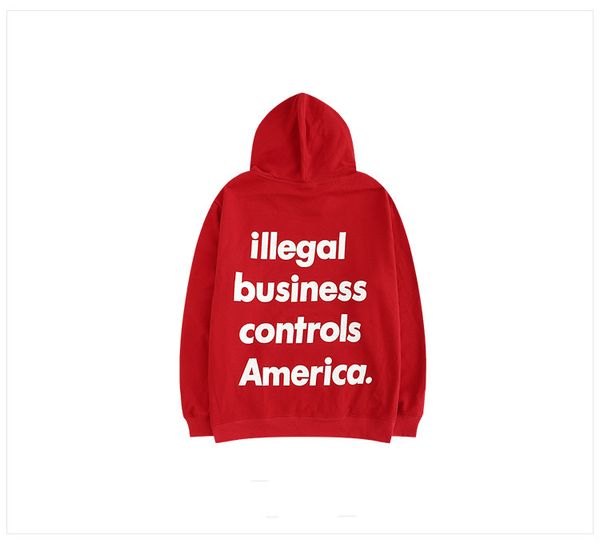 

illegal business controls america. print harajuku hoodies men skateboad hip hop high street 5 color cotton sweatshirt male, Black