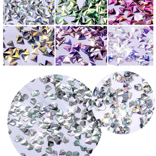 

new nail art glitter glass foil sticker flakes gel polish paillette manicure decor 12 colors set, Silver;gold