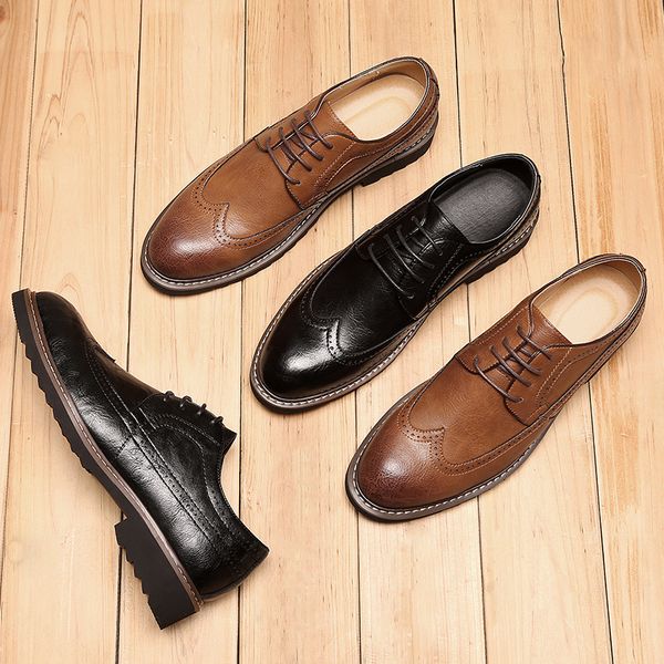 

autumn male england leather man business dress loafers formal size 47 48 oxford shoes flats, Black