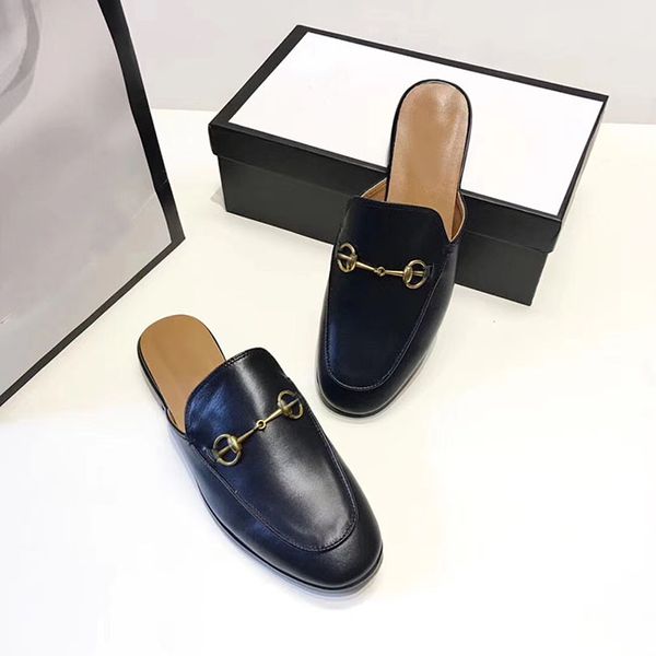 

2019the latest classic ladies slippers brand designer fashion ladies ladies leather sandals size 34-40, Black