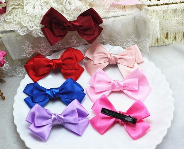 

10cm girls fashion diy knot bow hair clips popular bowknot barrettes for women hair accessories female headwear, Slivery;white