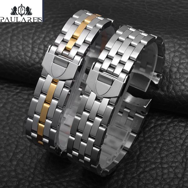 

1pc 20mm gold silver solid stainless steel watch strap, Black;brown