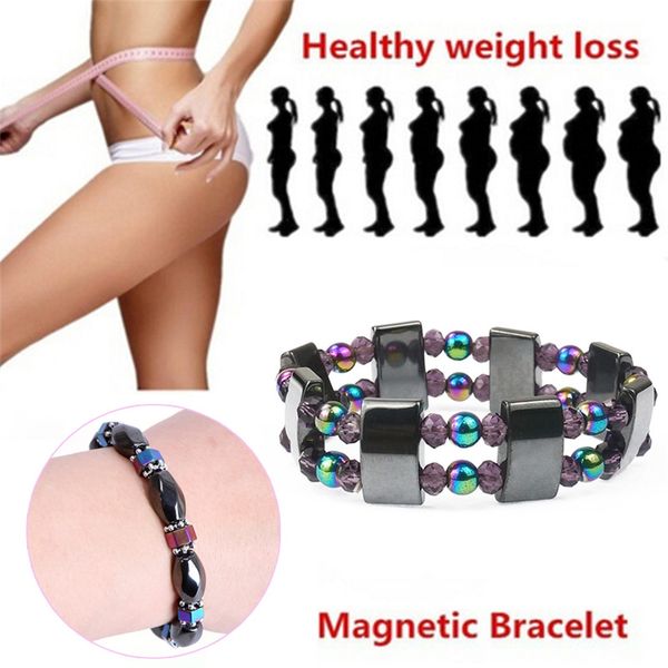 

women multicolor cool magnetic bracelet beads hematite stone therapy health care magnet hematite beads bracelet men's jewelry, Black