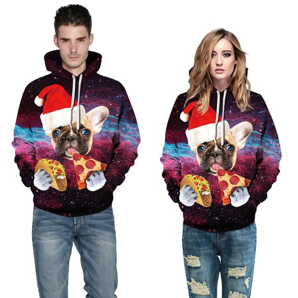 

sweatshirt pullover fashion tracksuit women men winter warm christmas 3d printing long sleeve sportswear outwear, Black