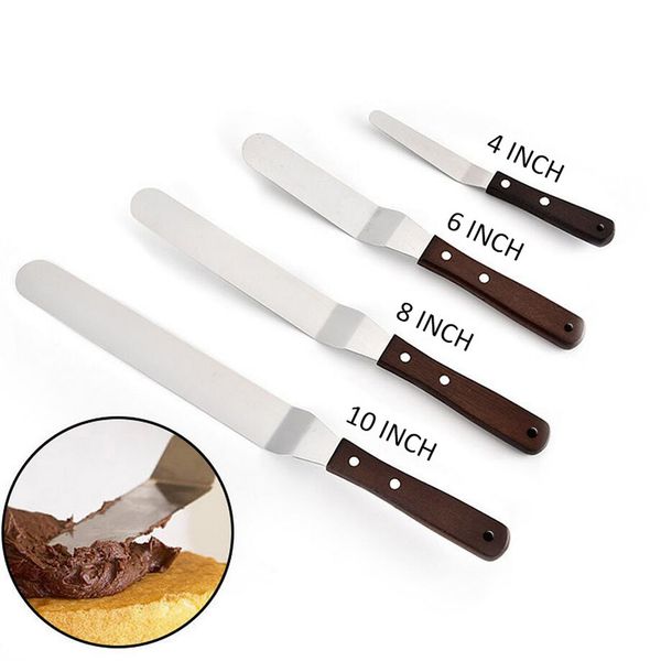 3pcs Acier Inoxydable Spatule Couteau Set Décoration Gâteau Lisse Outils Kit
