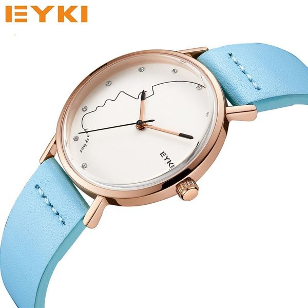 

eyki couple head sketch dial couple watches for lovers watch men calfskin leather waterproof women watch valentine gift for men, Slivery;brown