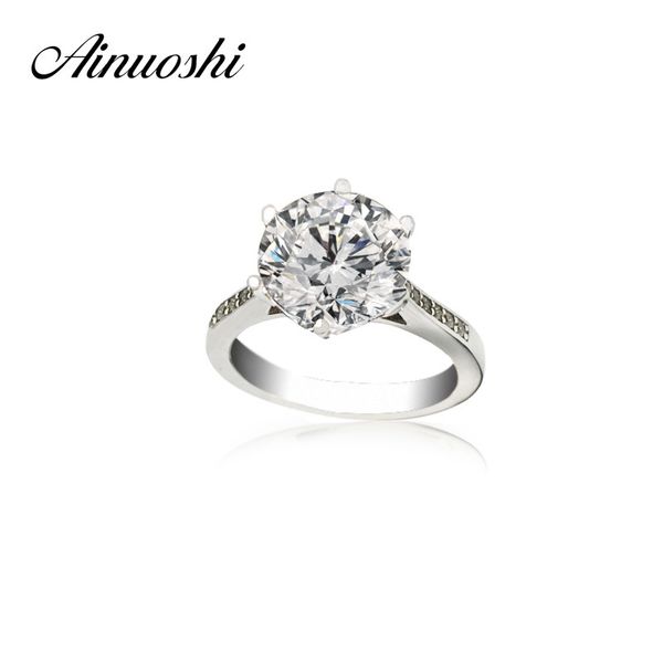 

ainoushi luxury 4 carat nscd solitaire ring women genuine 925 sterling silver ring engagement sona female wedding finger rings s18101608, Slivery;golden