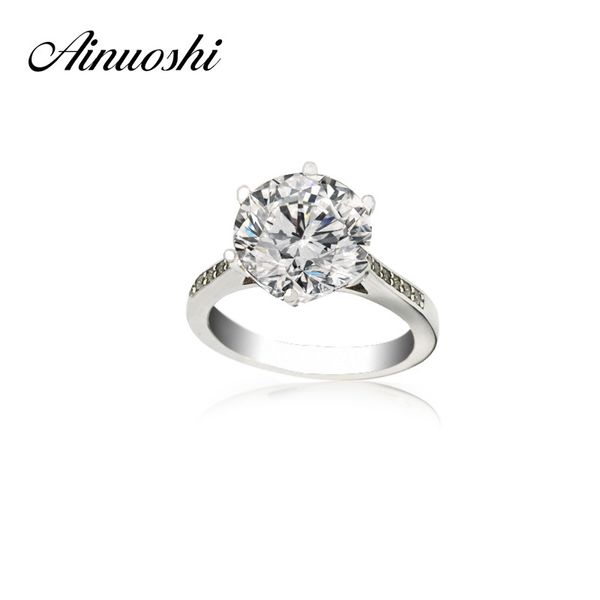 AINOUSHI Luxury 4 Carat NSCD Solitaire Ring Women Genuine 925 Sterling Silver Ring Engagement Sona Female Wedding Finger Rings S18101608