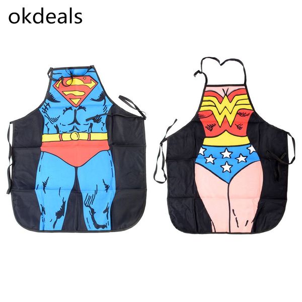 

women men waterproof kitchen bib aprons comic superhero costume apron funny gift