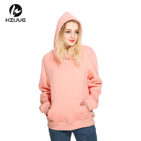 

hzijue 2017 autumn hooeded sweatshirt women men solid long sleeve pullover streetwear pocket causal cotton brand hoodies s-xxl, Black