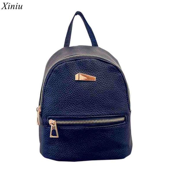 

xiniu backpacks for teenage girls solid color pu leather adjustable strap button bag small backpack mochilas feminina