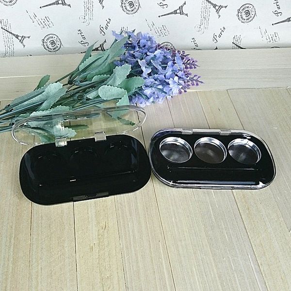 

25.8mm plastic round eye shadow case with 3 grids aluminum pan inside eyeshadow compact concealer blush case box f344