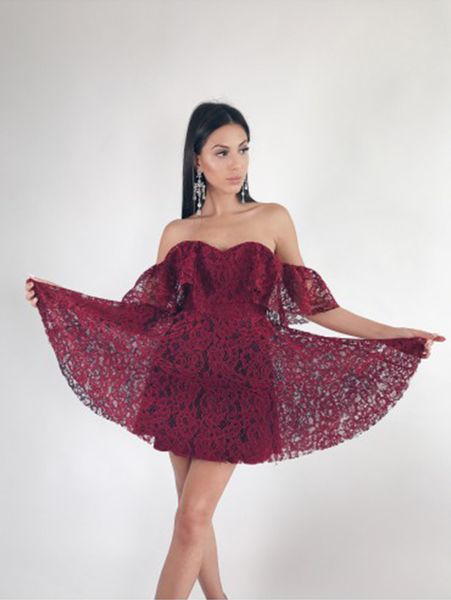 

Polyester Sexy Off Shoulder Slash Neck Summer Dress Women Elegant Backless Mini Ruffles Dress Fashion Strapless Party Dresses