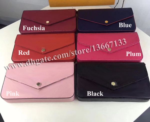 

women genuine leather woc clutch handbag 64065 brand designer 3pcs set pochette bag with box 61276