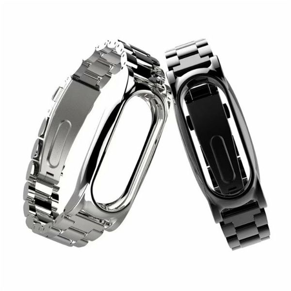 

gemixi for mi band 2 magnet stainless steel luxury wrist strap metal wristband aug9, Black;brown