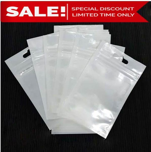 

10*18cm White/Clear Self Seal Zipper Bag Plastic Retail Packaging Poly Zip Lock Bags Retail Package Box W/Hang Hole For iPhone 6 7 8 Samsung