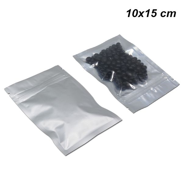 

10x15 см 100 шт. лот серебряный zip lock полупрозрачный майларовая фольга упаковка сумки для конфеты печенье resealable алюминиевой фольги у