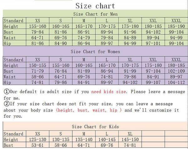 Kids Costume Size Chart