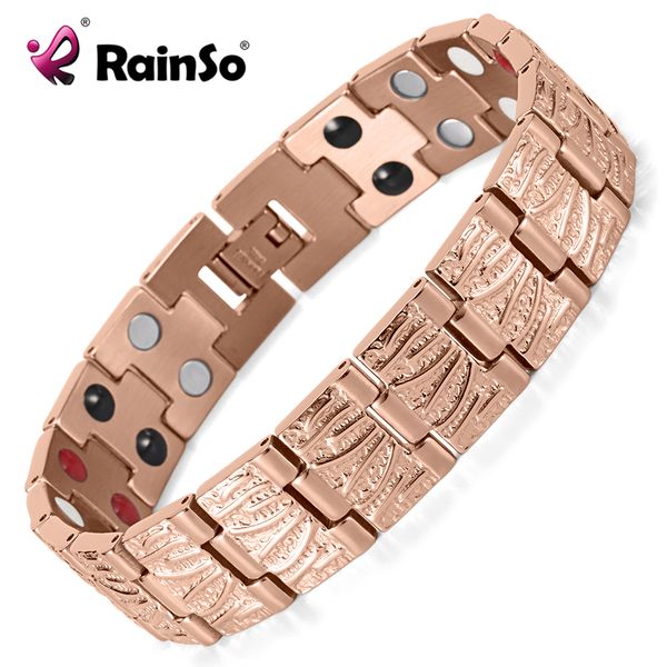 

rainso titanium magnetic bracelets & bangle 2 row health care elements germanium healing bracelet health hologram wristbands, Golden;silver