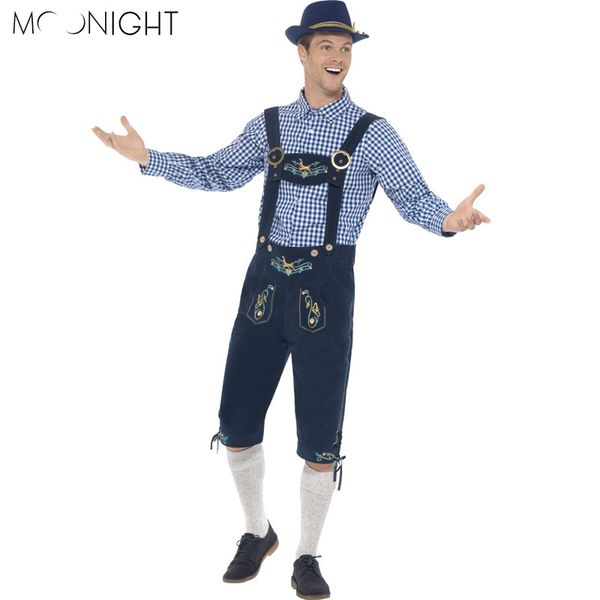 

moonight oktoberfest costume bavarian octoberfest german festival beer cospaly halloween for men, Black;red