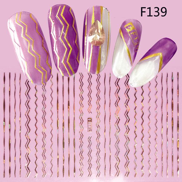 

1 sheets gold silver stripe tape line nail glitter designs 3d nail art adhesive sticker laser diy beauty foil decal trf137-144, Black
