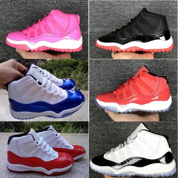 

2018 Kids Basketball shoes 11s Blackout Win Like 96 UNC Win Like 82 Heiress Black Stingray Kids Sneaker Shoes Free Shipping