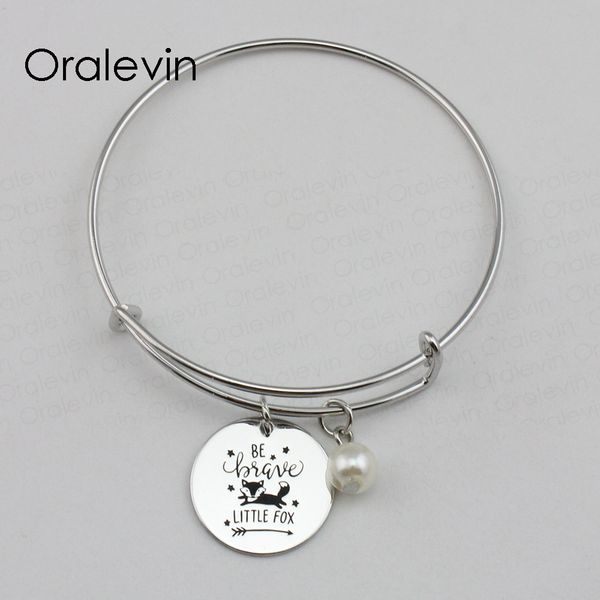 

be brave little inspirational hand stamped engraved custom pendant female bracelet bangle gift jewelry, #ln2153b, Black