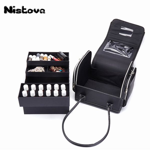 

new professional pu leather large portable cosmetic bag large capacity cosmetic case living storage bag multi-function toolbox