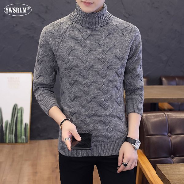 

ywsrlm winter turtleneck sweater men knitted christmas sweater men turtleneck pullover striped male 2018 new my938, White;black