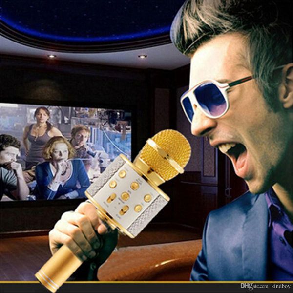 

1pcs ws858 professional fashion bluetooth wireless microphone magic karaoke condenser usb wired mobile phone player record mic music