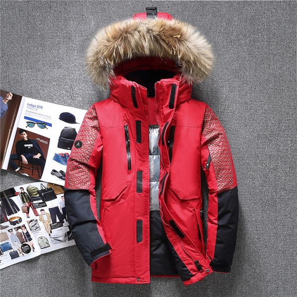 

2018 male casual winter outerwer down parkas winter genuine fur hooded duck down jackets men warm coats 3xl, Black