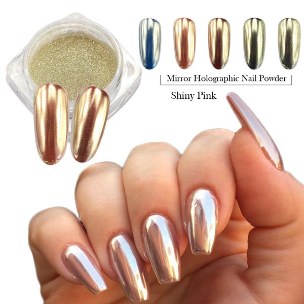 

0.5g fashion champagne silver mirror nail glitter powder dazzling pink beauty holographic pigment nail art decoration ch820, Silver;gold