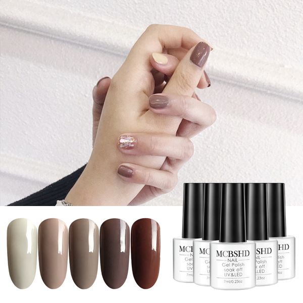 

mcbshd gel nail polish 5pcs macchiatto pure color varnishes semi vernis permanant polish gel lacquer uv led soak off art nail, Red;pink