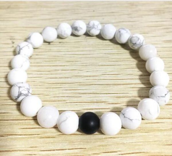 

new arrival 8mm new 10pcs /lot 8mm black and white natural stone couple distance bracelets strand bracelets & bangles lovers gifts jewelry