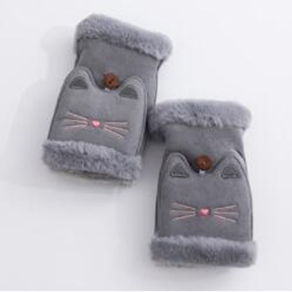 

winters finger gloves new velour thermal cream finger flip suede gloves adorable extra velour half finger, Blue;gray