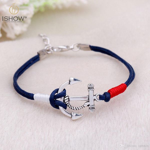 

selling blue anchor nautical rope bracelet ing, Golden;silver