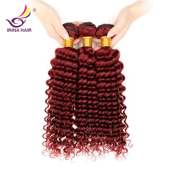 Melhor Qualidade Brasileira Profunda Onda Encaracolado Cabelo Borgonha Tece 99j Peruano Virgem Remy Extensões de Cabelo Humano Brasileiro Encaracolado Profundo pacote de cabelo