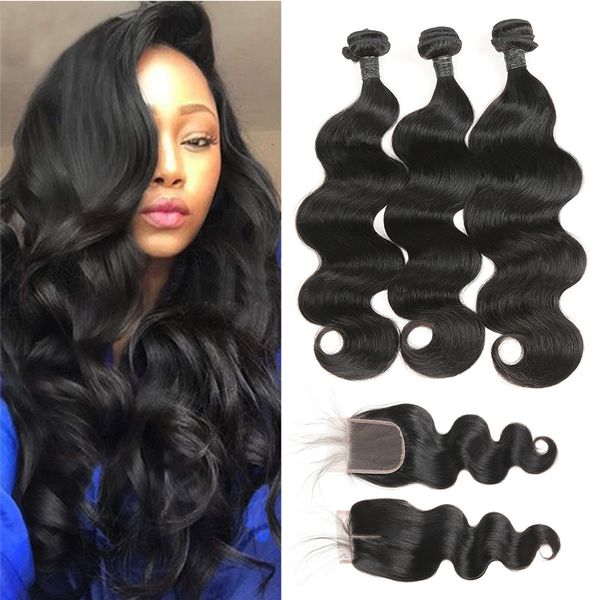 Brazilian Body Wave Bundles With Closure Human Hair 3 Bundles With