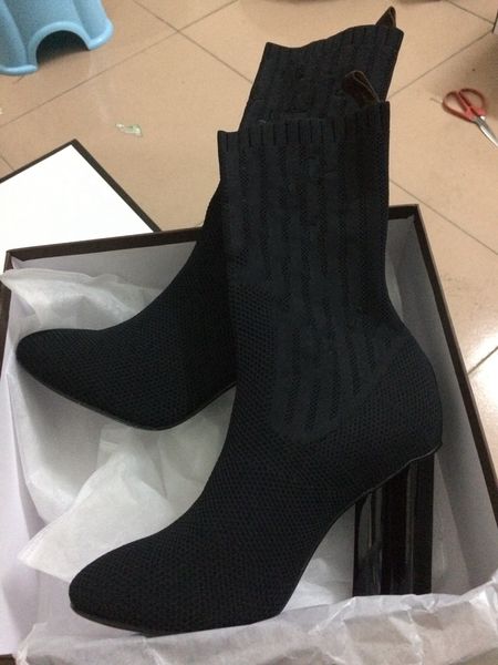 

Ankle boot in black stretch textile Knit Multicolor Fabric Sneaker fashion luxury designer women shoes ankle woman boots Free DHL Shoes