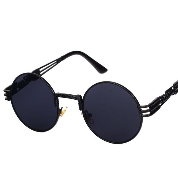 

selling product in round metal sunglasses steam men's and women's fashion glasses brand designer retro vintage sunglasses, White;black
