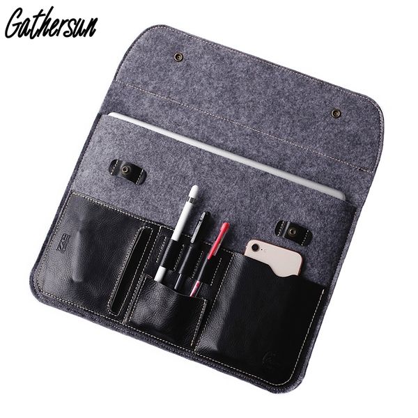 

vintage wool felt genuine leather protective case for macbook 12' 13.3' lapsleeve men women carry bag