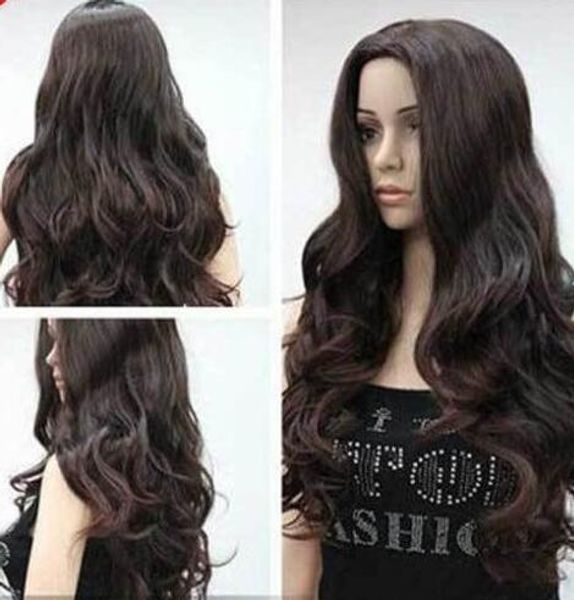 

new charming curly long fashion brown hair wig wigs for women, Black;brown