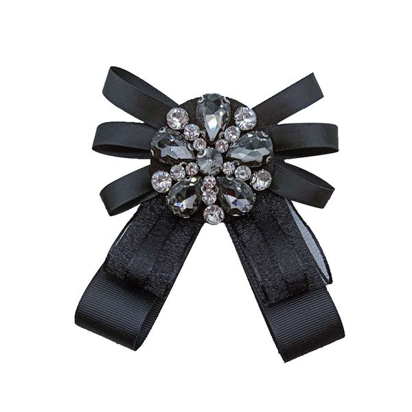 

handmade crystal ribbon bow brooches for women fashion exquisite brooch pin bowknot broches good gift, Gray