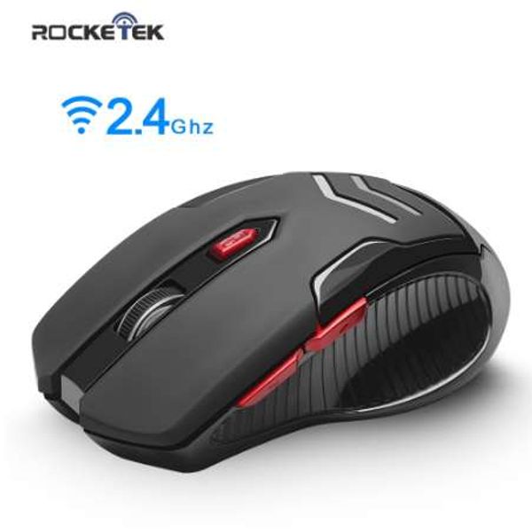 Rocketek USB Wireless Gaming Mouse 1600 DPI 6 Tasten ergonomisches Design für 2,4G Desktop-Computer-Zubehör Mäuse Gamer lol PC