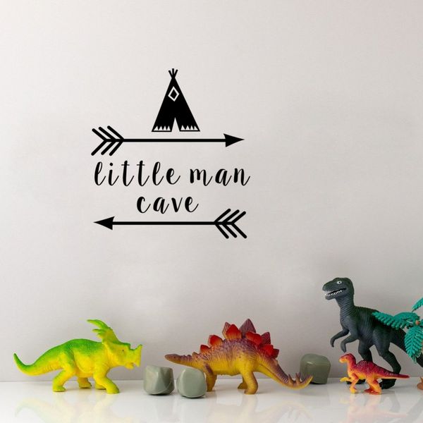 

little man cave wall decals quote words nursery boys room wall decor stickers