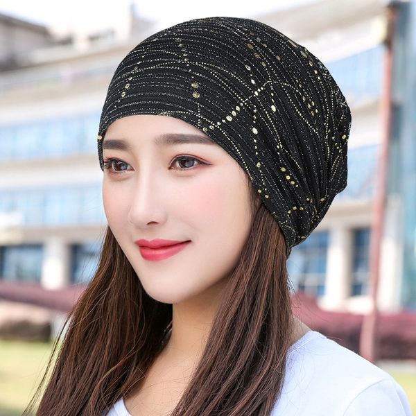 

2018 fashion lace headscarf cap beanie breathable autumn spring skullies beanies for women casual hats warm caps bone gorras, Blue;gray