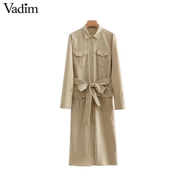 

vadim women elegant solid midi dress bow tie sashes pockets long sleeve pleated female office wear chic dresses vestidos qa457, White;black